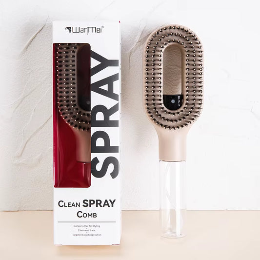 2-in-1 Hairbrush and Sprayer Comb with Nylon Bristles for Scalp Massage and Essential Oil Application